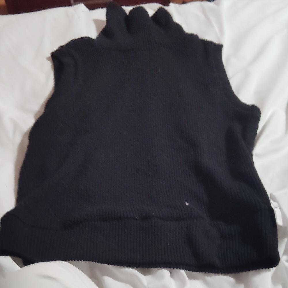 Black Sleeveless Turtleneck Blouse